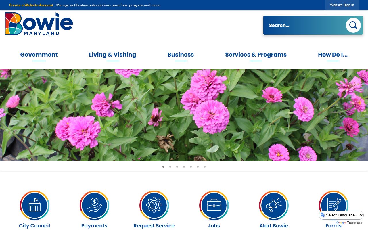 City of Bowie website for Bowie criminal records