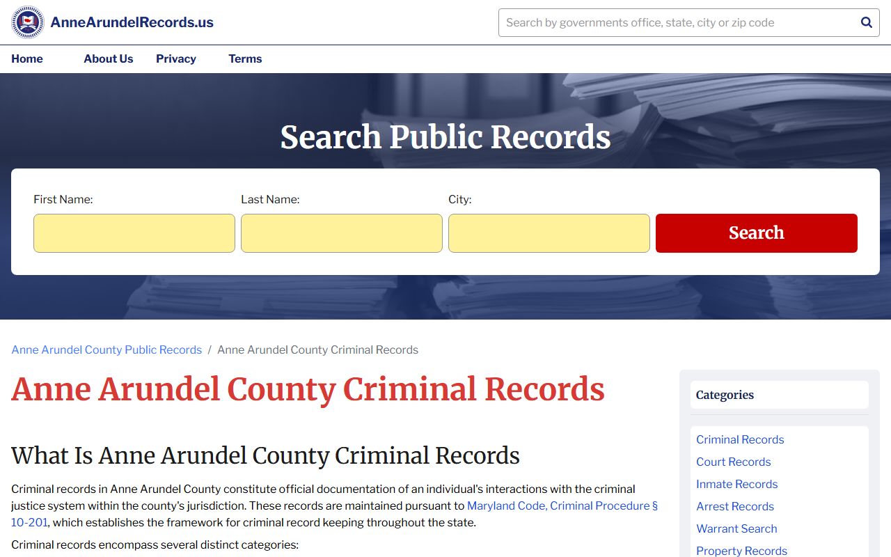 Anne Arundel County criminal records portal