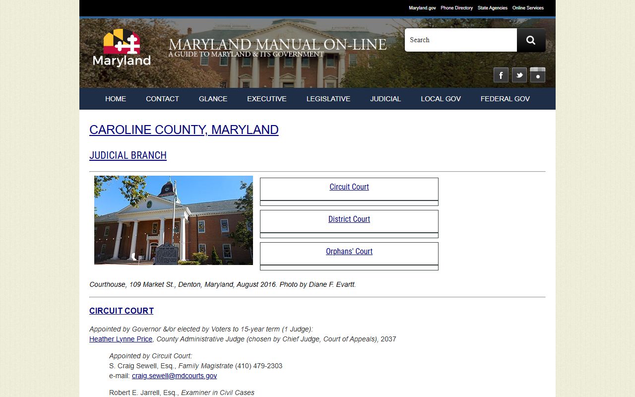 Maryland State Archives Caroline County criminal records guide page