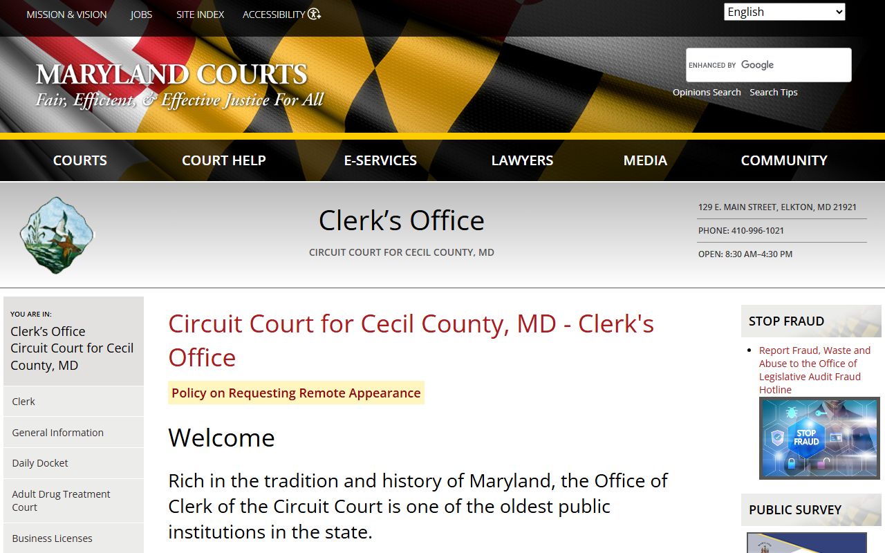 Cecil County Clerk's Office - Cecil County Criminal Records