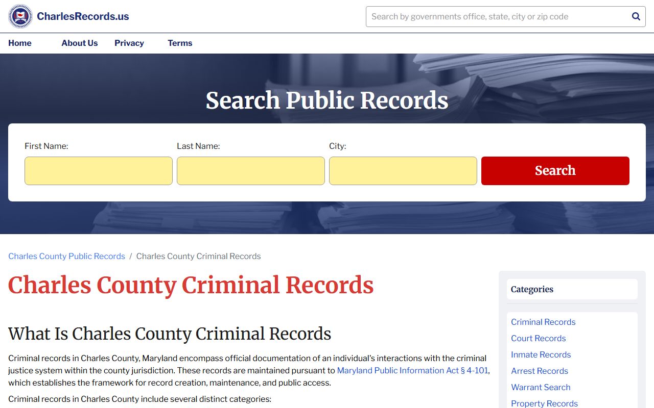 Charles County Criminal Records Portal - Charles County Criminal Records