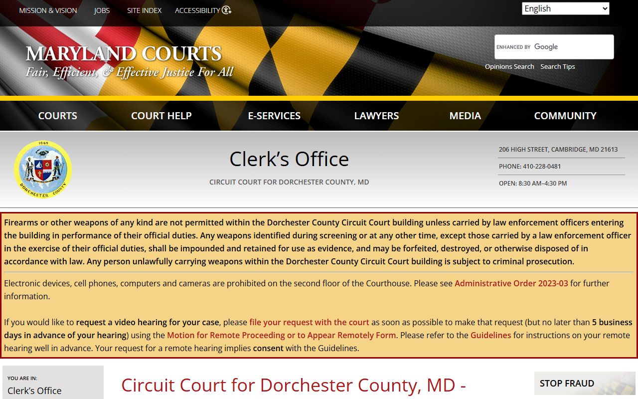 Dorchester County Clerk's Office - Dorchester County Criminal Records