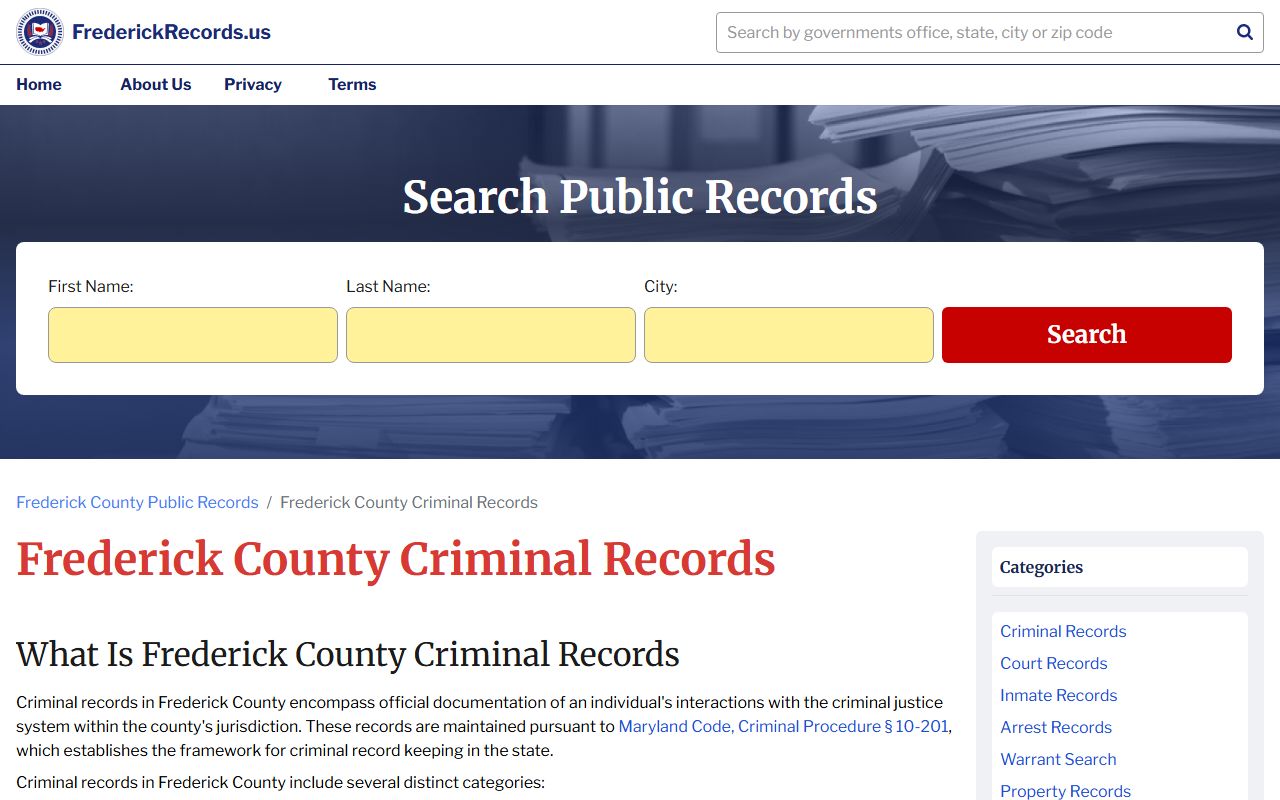 Frederick County Criminal Records Portal - Frederick County Criminal Records