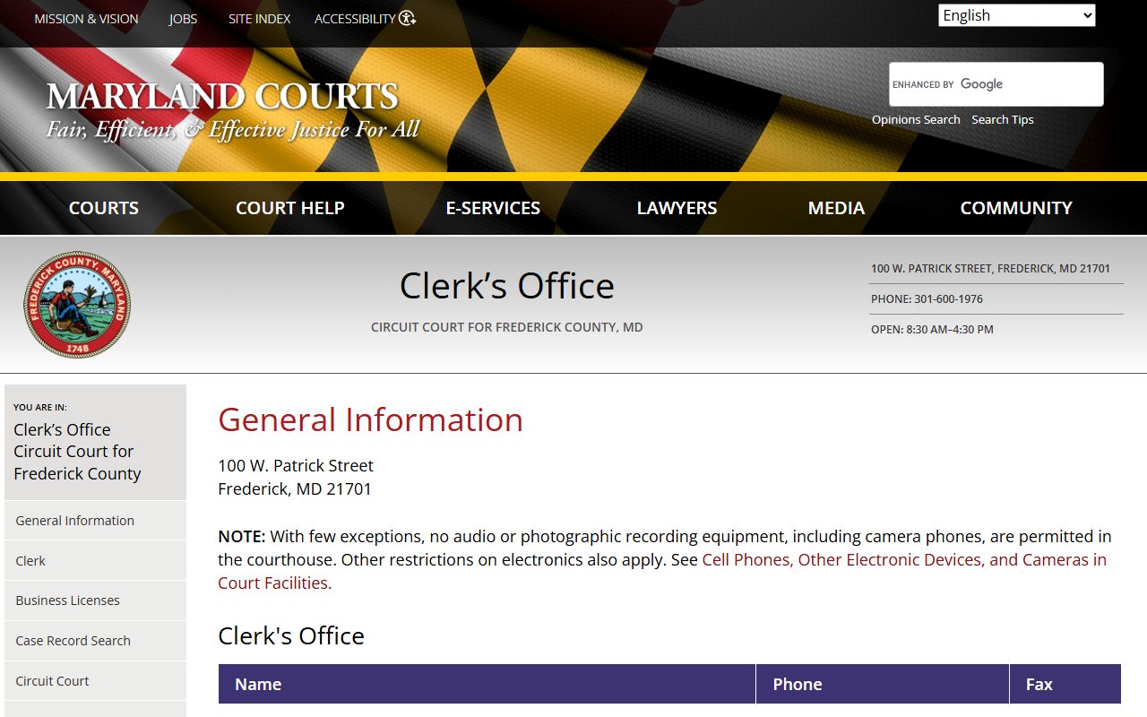 Frederick County General Information - Frederick County Criminal Records