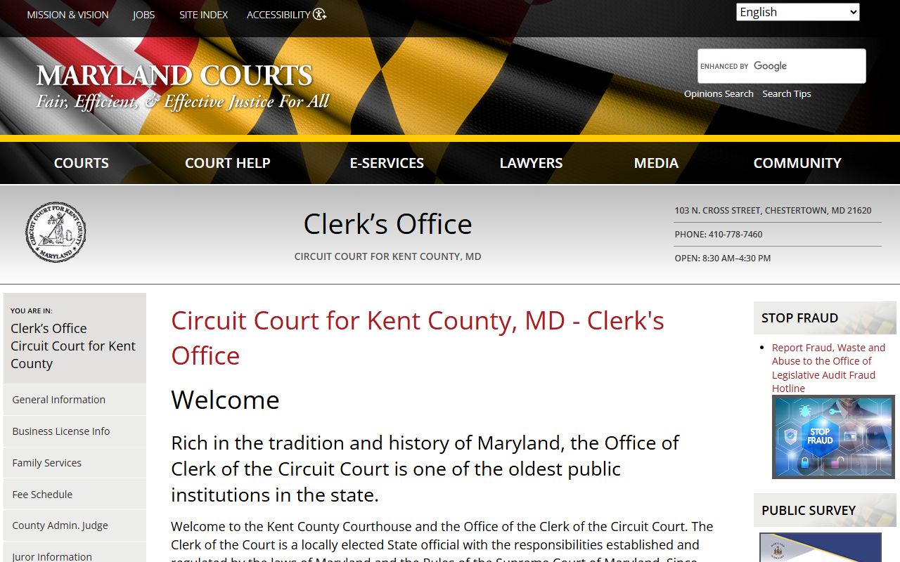 Kent County Circuit Court Clerk page for criminal records