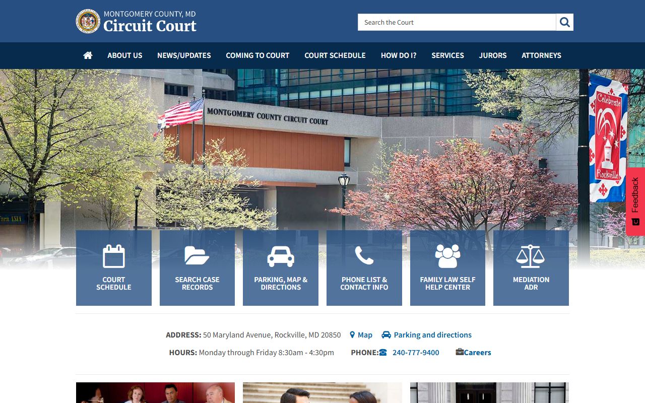 Montgomery County Circuit Court website for criminal records